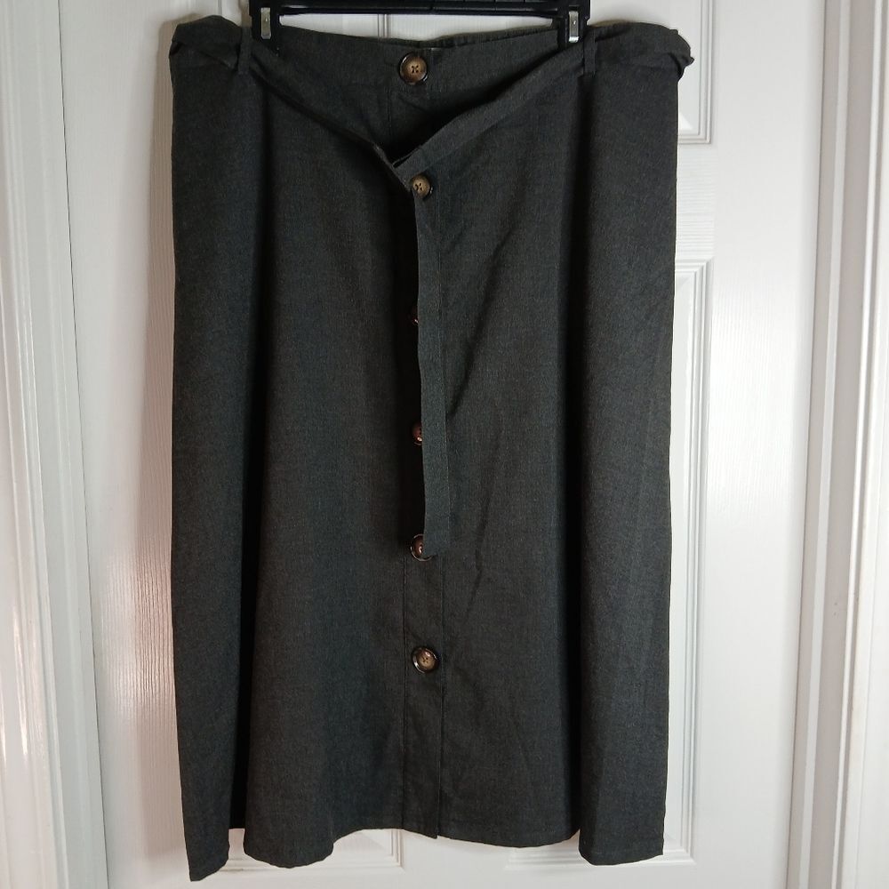 Ava & Viv Charcoal Button-Front A-Line Skirt Sz 1x - image 1